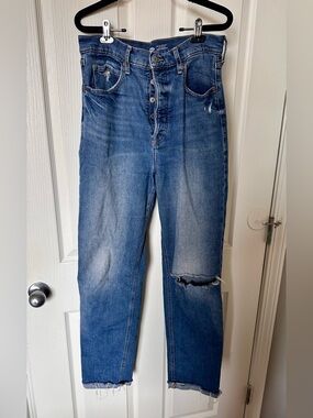 Ski-Hi Straight, Extra High Rise Button Fly Jeans - 12 Tall